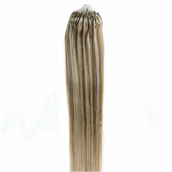 14"16"18"20"22"24"26"100pcs/Set Micro Ring Loop Hair Remy Human Hair Extensions #M12/613 - Click Image to Close