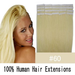 16"18"20"22"24" 20pcs/set Straight Tape in Remy Human Hair Extensions #60 Platium blonde