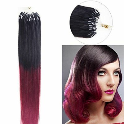 14"16"18"20"22"24"26"100pcs/Set Micro Ring Loop Hair Remy Human Hair Extensions #T1B/Bug